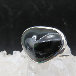 Anillo obsidiana arco iris y plata