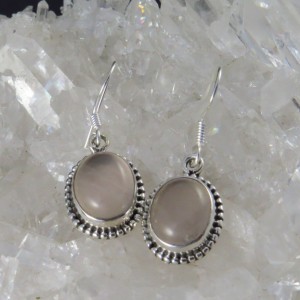 Pendientes cuarzo rosa y plata