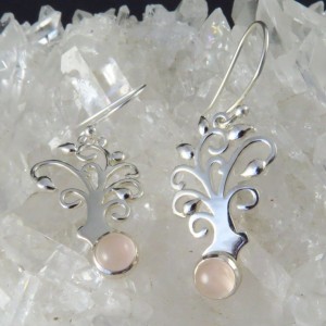 Pendientes cuarzo rosa y plata