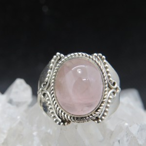 Anillo cuarzo rosa y plata