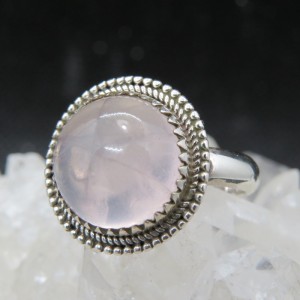 Anillo cuarzo rosa y plata