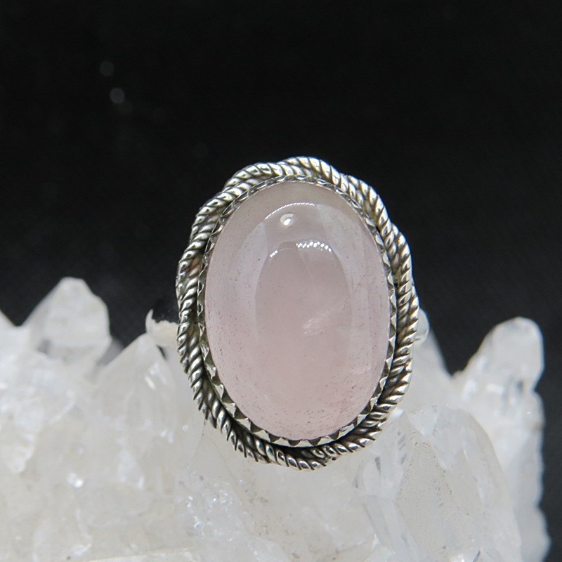 Anillo cuarzo rosa y plata