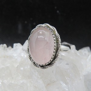Anillo cuarzo rosa y plata