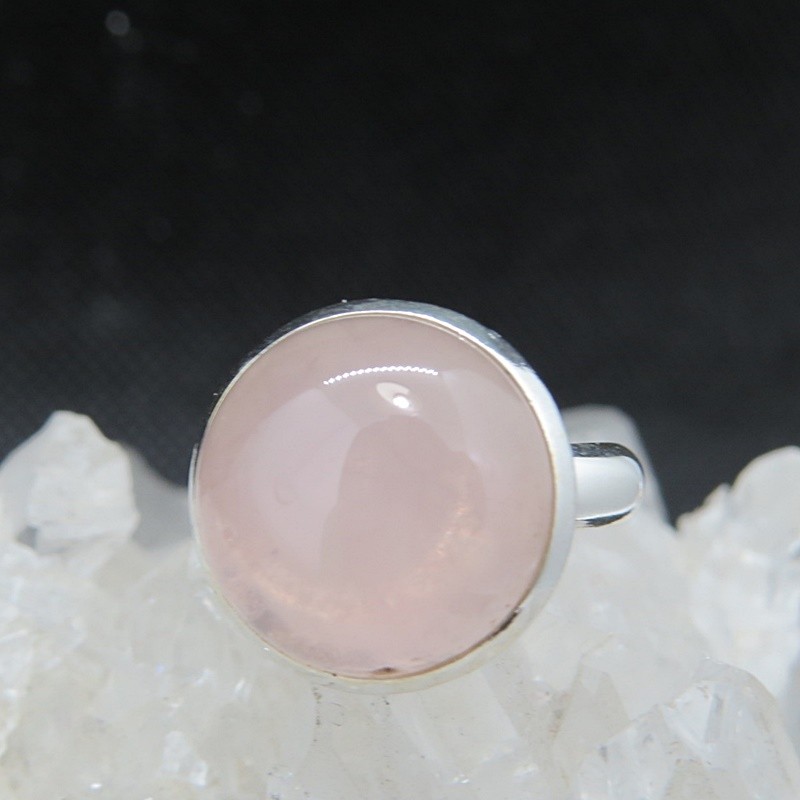 Anillo cuarzo rosa y plata