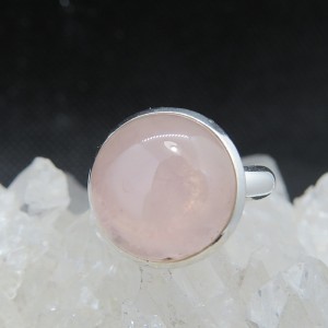 Anillo cuarzo rosa y plata