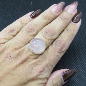 Anillo cuarzo rosa y plata