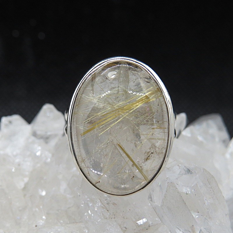 Anillo cuarzo rutilado y plata