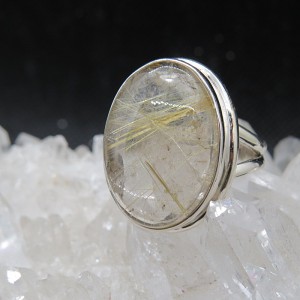 Anillo cuarzo rutilado y plata