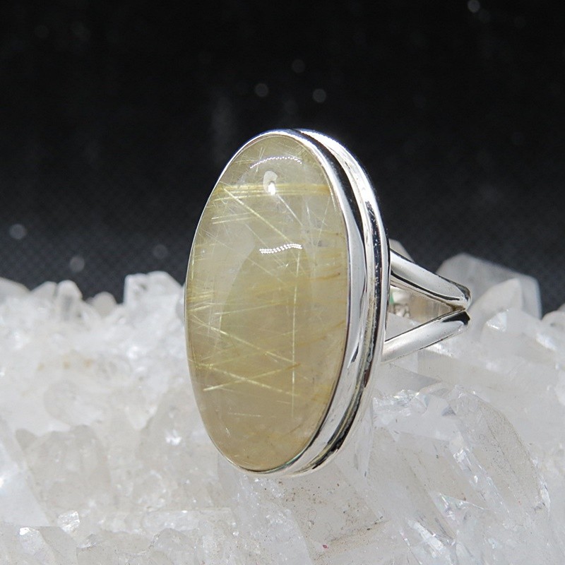 Anillo cuarzo rutilado y plata