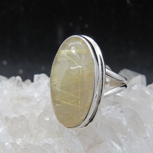 Anillo cuarzo rutilado y plata