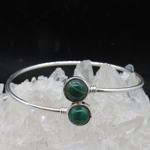 Pulsera rígida joyería en plata malaquita