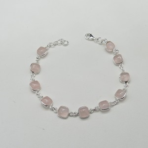 Pulsera joyería en plata cuarzo rosa