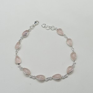 Pulsera joyería en plata cuarzo rosa