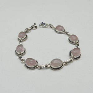 Pulsera joyería en plata cuarzo rosa