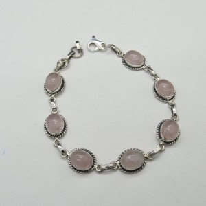 Pulsera joyería en plata cuarzo rosa