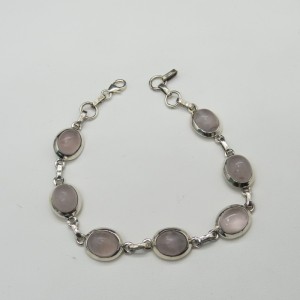 Pulsera joyería en plata cuarzo rosa
