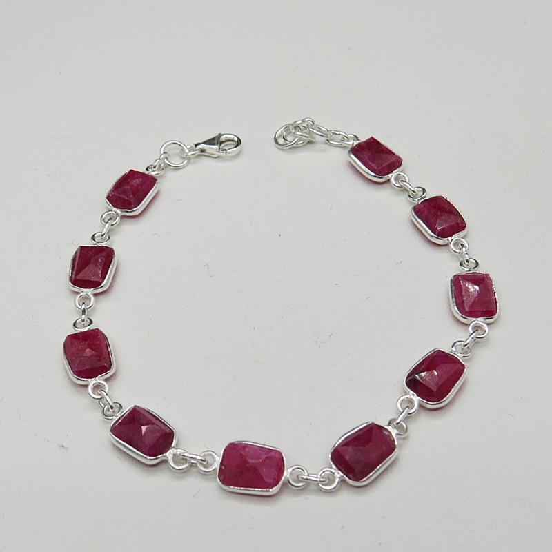 Pulsera joyería en plata de rubí