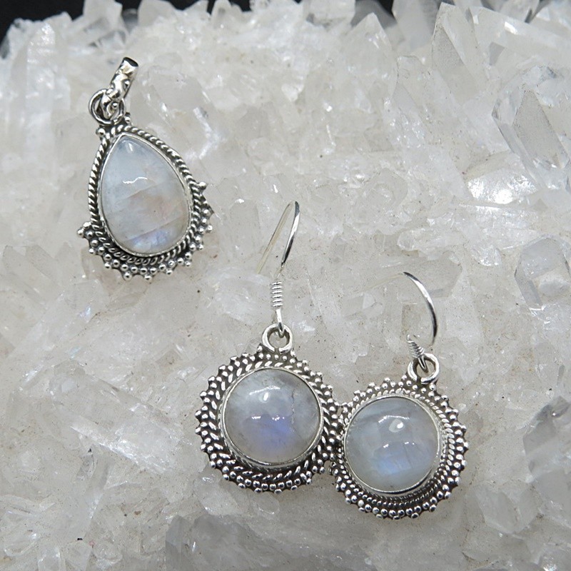 Conjunto piedra luna y plata