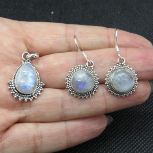 Conjunto piedra luna y plata