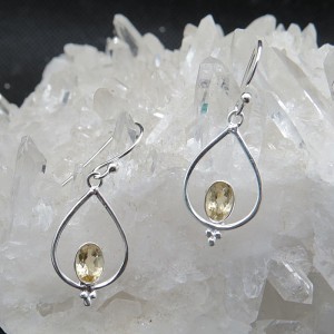 Pendientes cuarzo citrino y plata