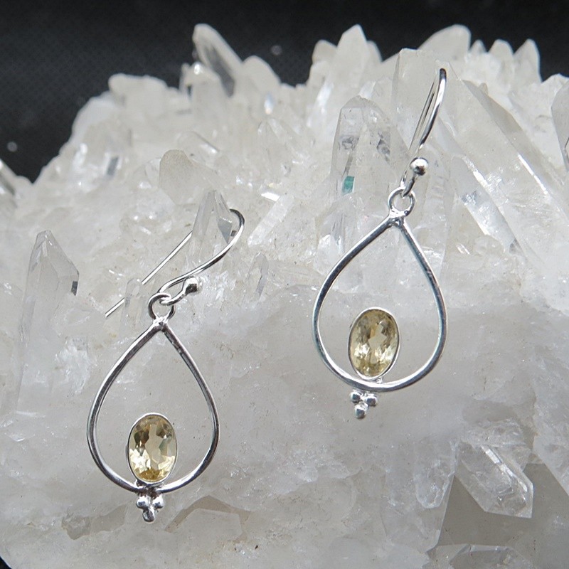 Pendientes cuarzo citrino y plata