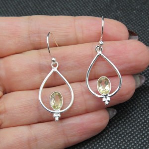 Pendientes cuarzo citrino y plata