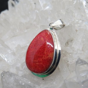 Colgante coral y plata