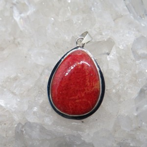 Colgante coral y plata