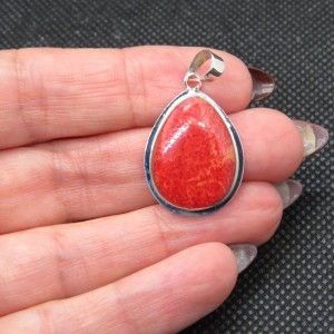 Colgante coral y plata