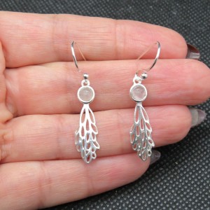 Pendientes cuarzo rosa y plata