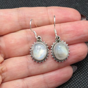 Pendientes piedra luna y plata