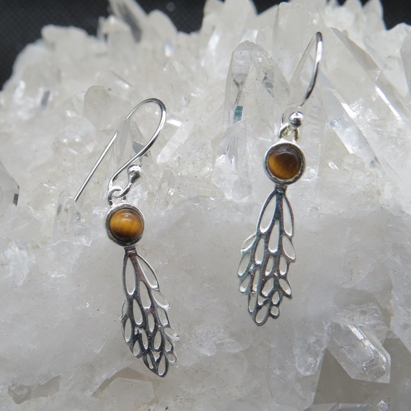 Pendientes ojo de tigre y plata