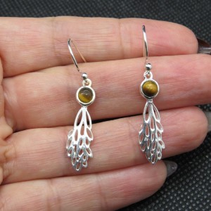 Pendientes ojo de tigre y plata