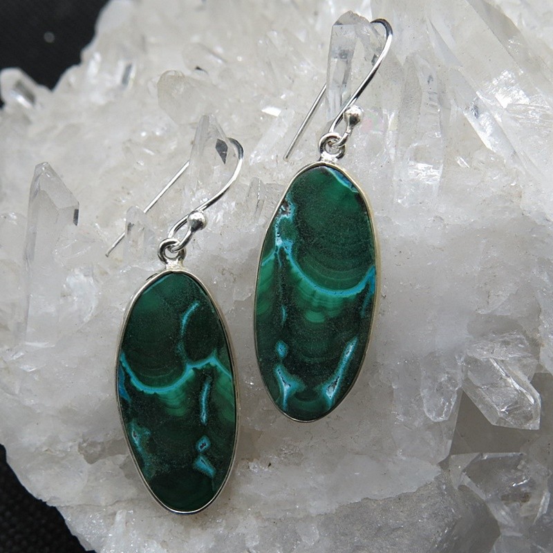Pendientes crisocola con malaquita y plata