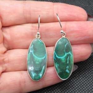 Pendientes crisocola con malaquita y plata