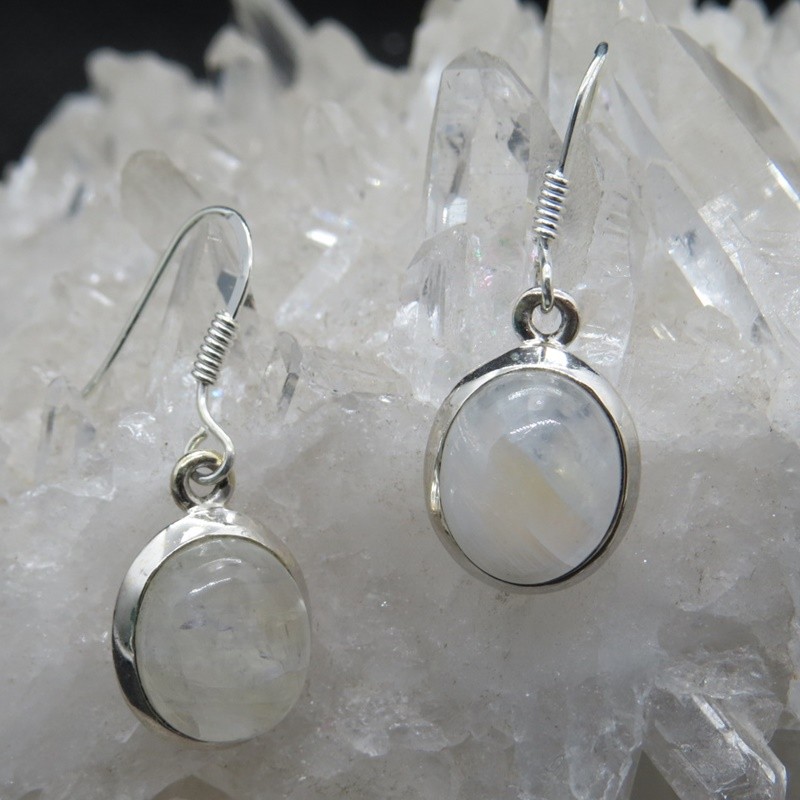 Pendientes piedra luna y plata
