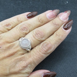 Anillo cuarzo rosa y plata