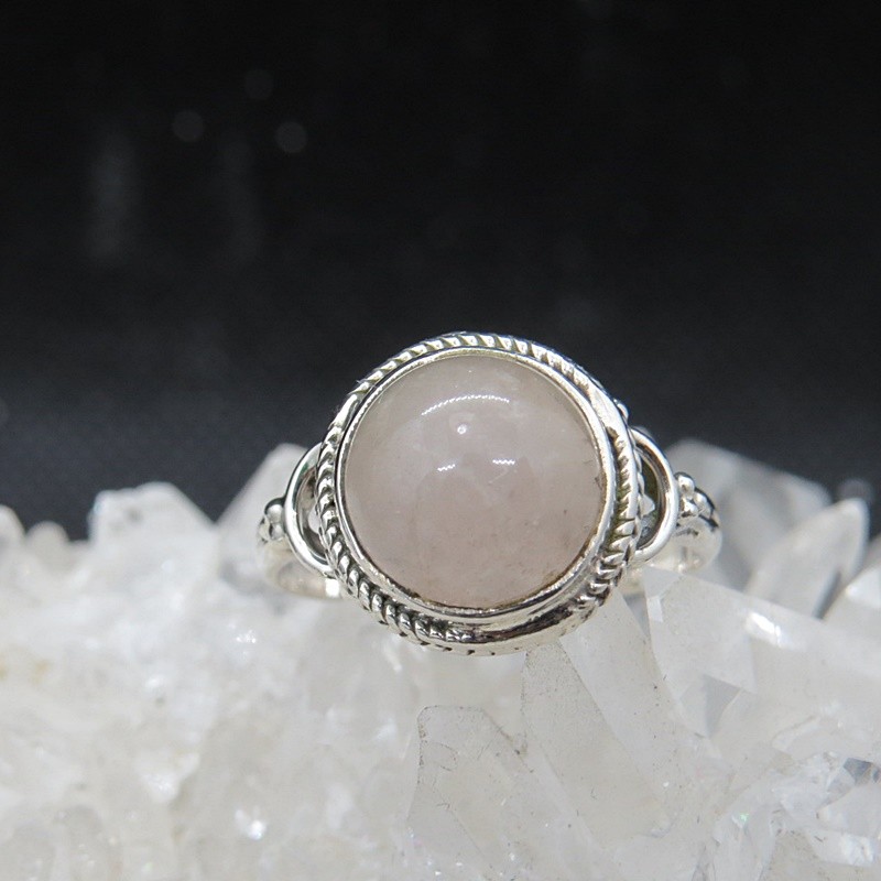 Anillo cuarzo rosa y plata