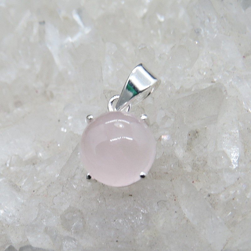 Colgante cuarzo rosa y plata