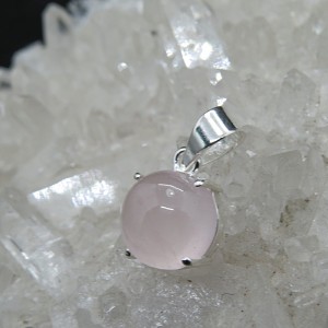 Colgante cuarzo rosa y plata