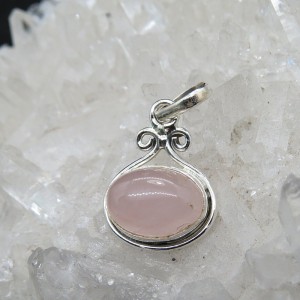 Colgante cuarzo rosa y plata