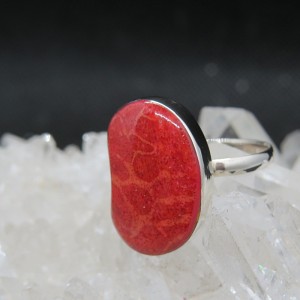 Anillo coral y plata