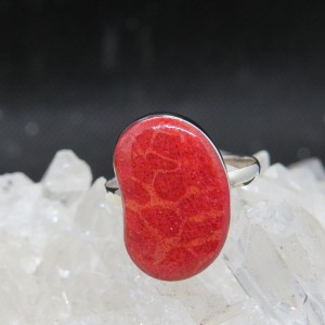 Anillo coral y plata