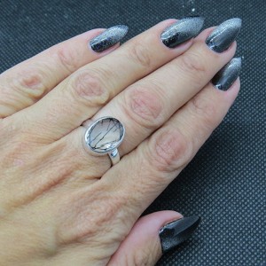 Anillo cuarzo turmalinado y plata