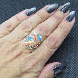 Anillo nácar y turquesa cobre y plata