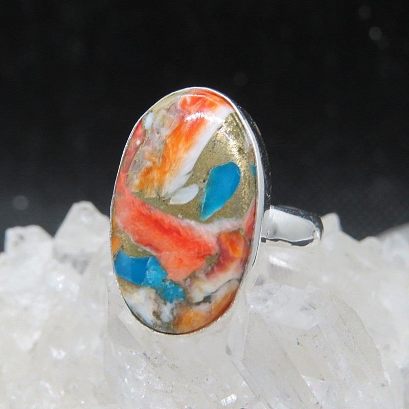 Anillo nácar y turquesa cobre y plata