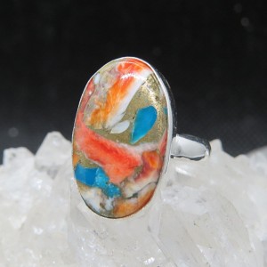 Anillo nácar y turquesa cobre y plata