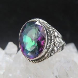 Anillo Topacio Místico y plata