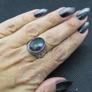 Anillo Topacio Místico y plata