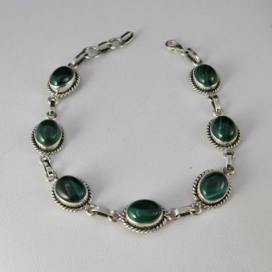 Pulsera joyería en plata malaquita